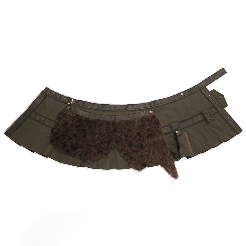 Update OPEN AESTHETIC Open Aesthetic Pleated Skirt With Detachable Fur Leather Trim