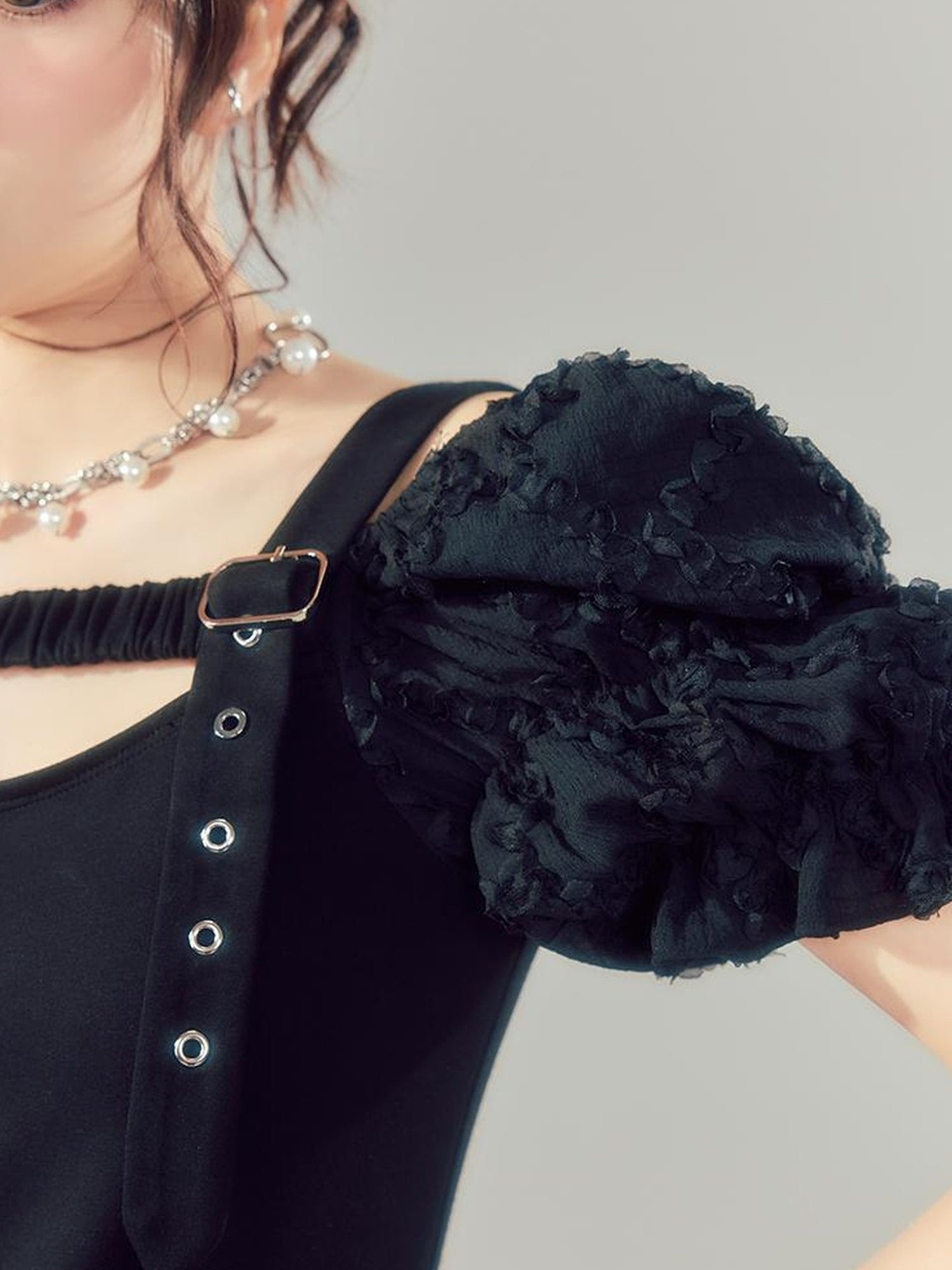 DIDDI MODA Bubble Sleeve Corset Waist A Line Mini Dress