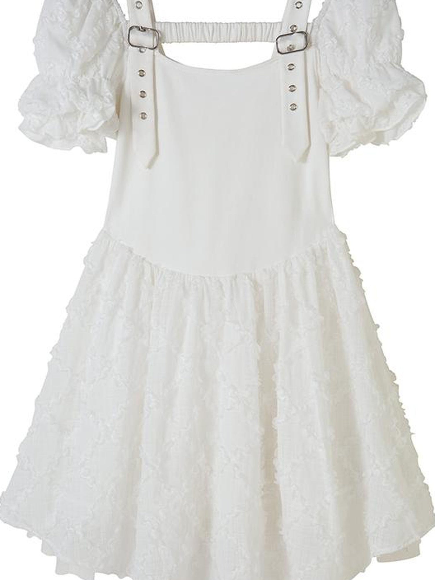 DIDDI MODA Bubble Sleeve Corset Waist A Line Mini Dress