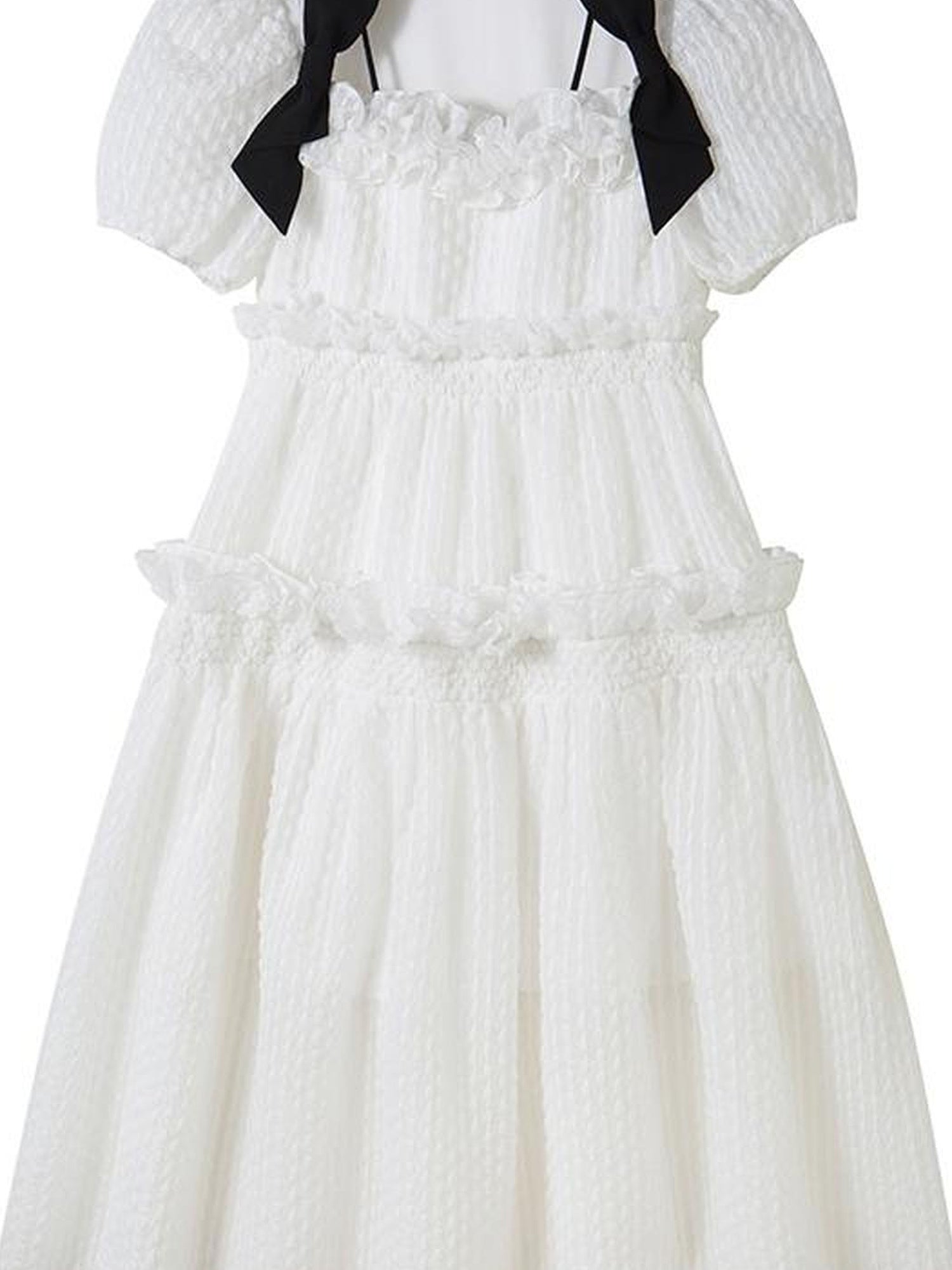 DIDDI MODA Bubble Sweetheart Bow Waist Maxi Dress
