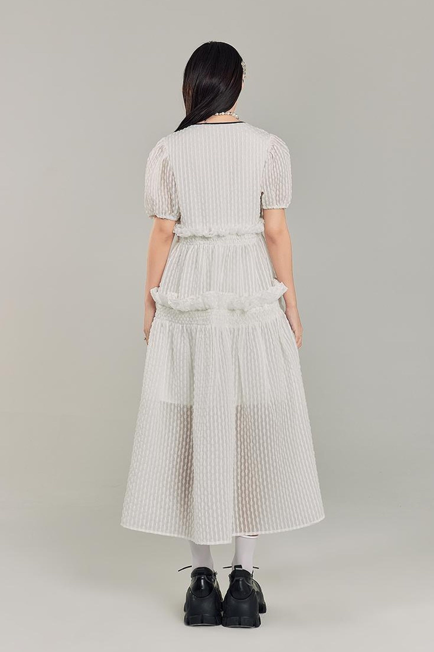 DIDDI MODA Bubble Sweetheart Bow Waist Maxi Dress
