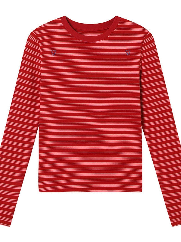 Breton Stripe Long Sleeve Tee With Crab Eater Seal Embroidery