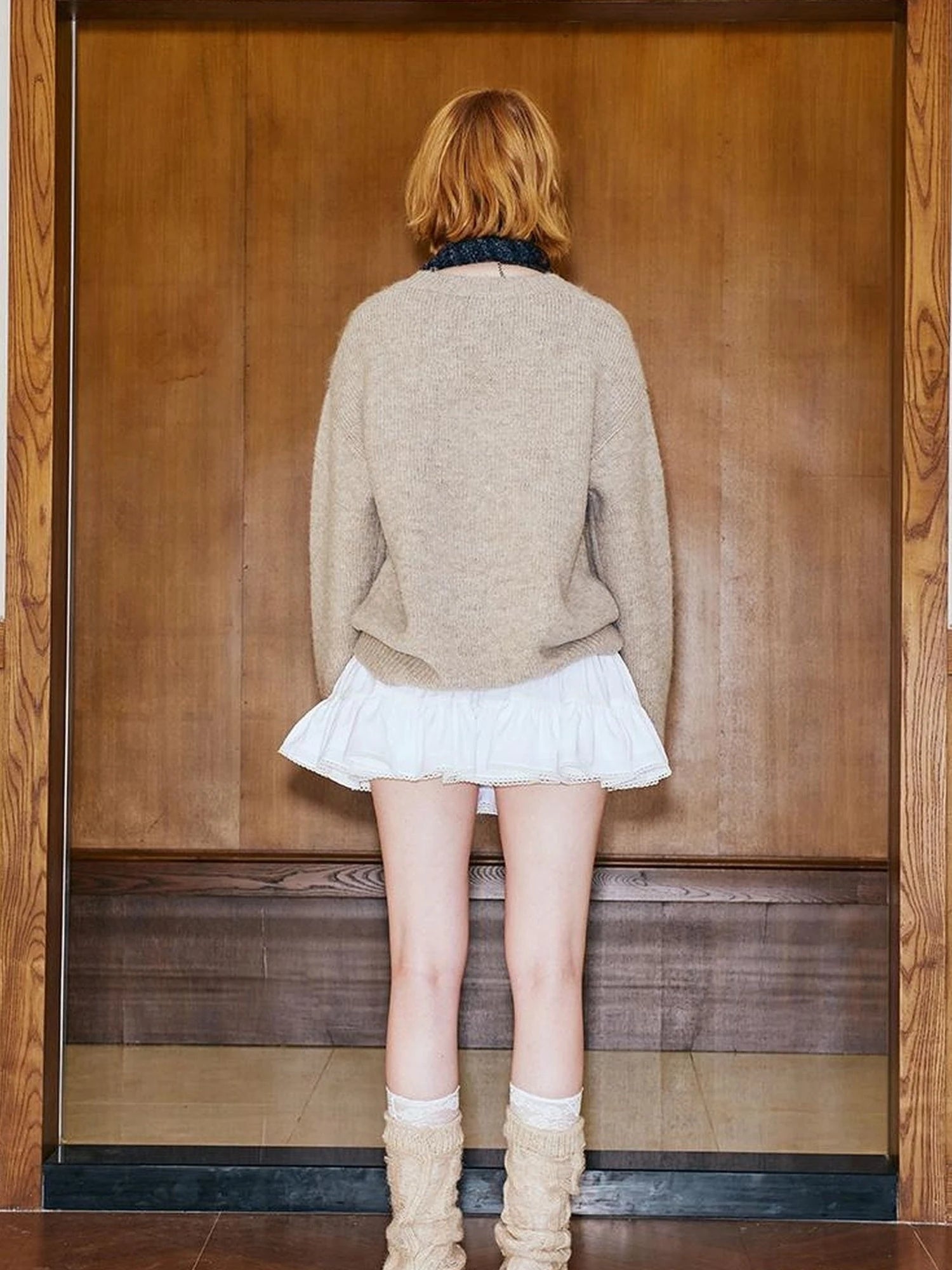 Butterfly Bow Dog Embroidered Knit Sweater