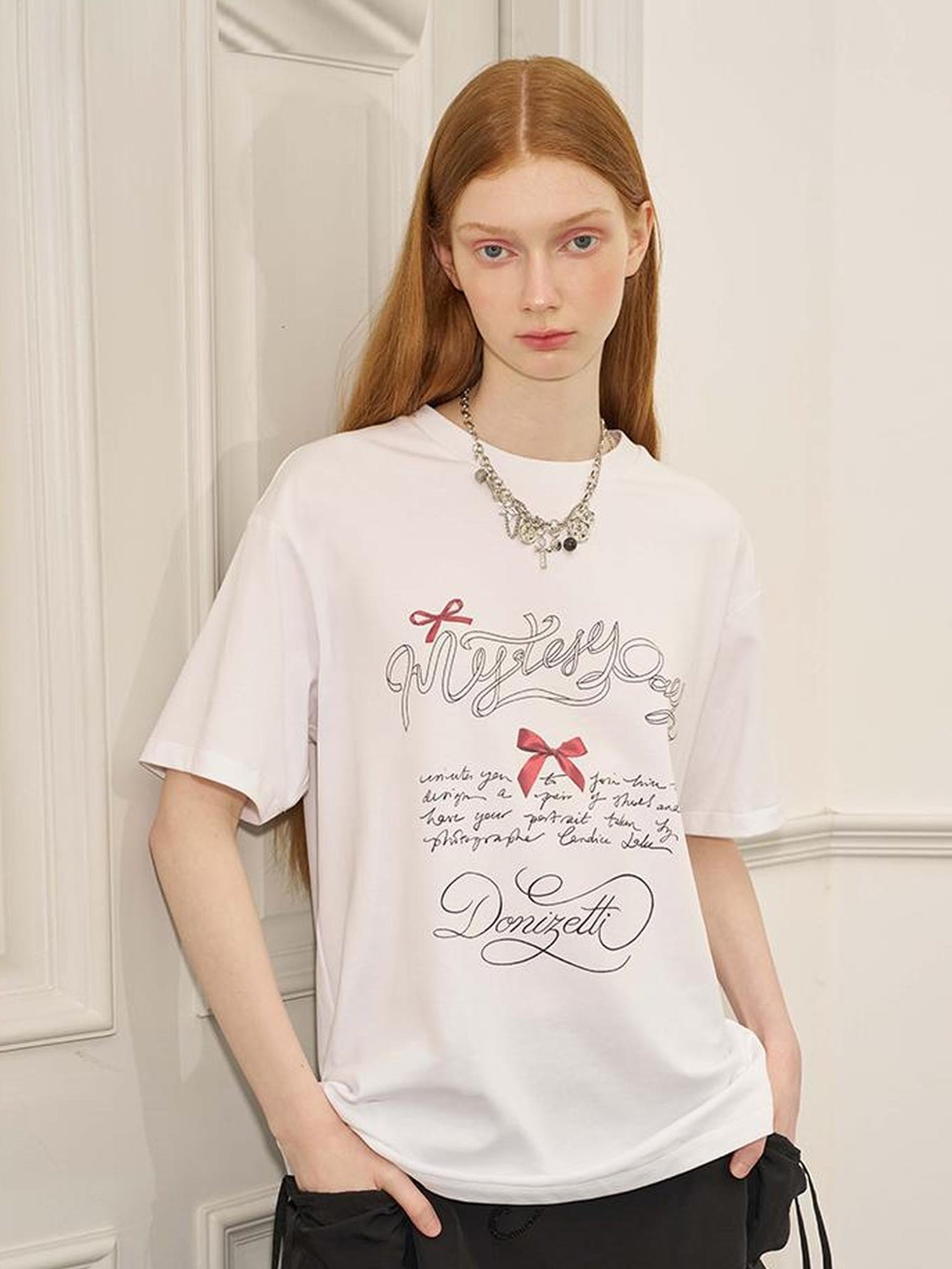 DIDDI MODA Butterfly Bow Silk Print Blouse