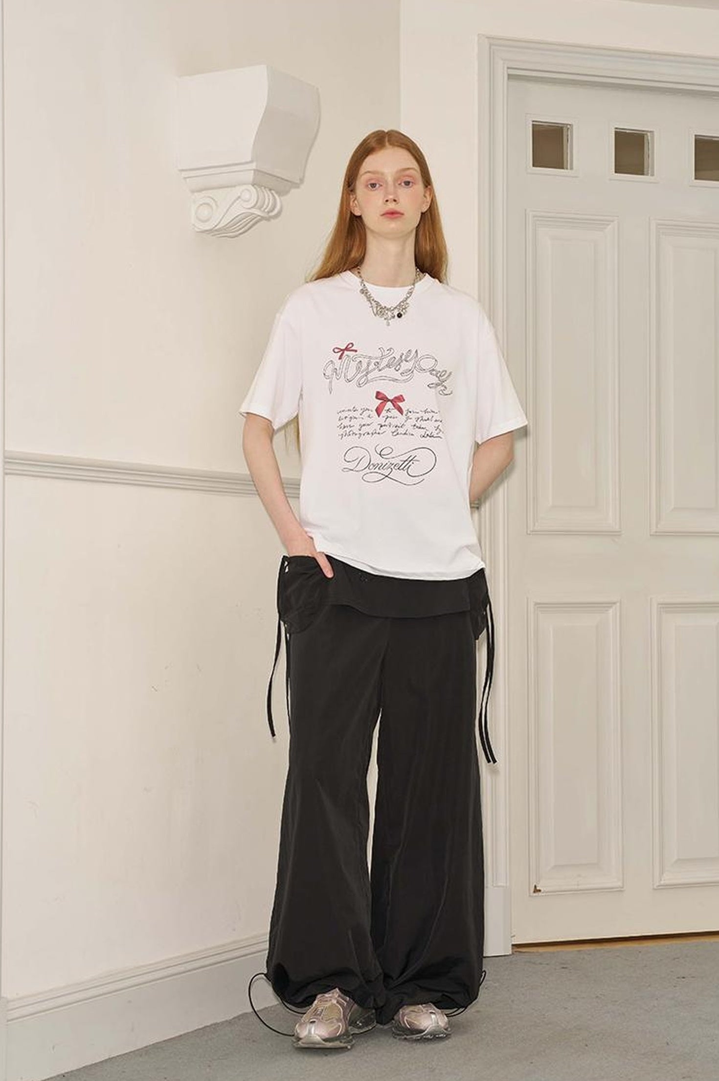 DIDDI MODA Butterfly Bow Silk Print Blouse