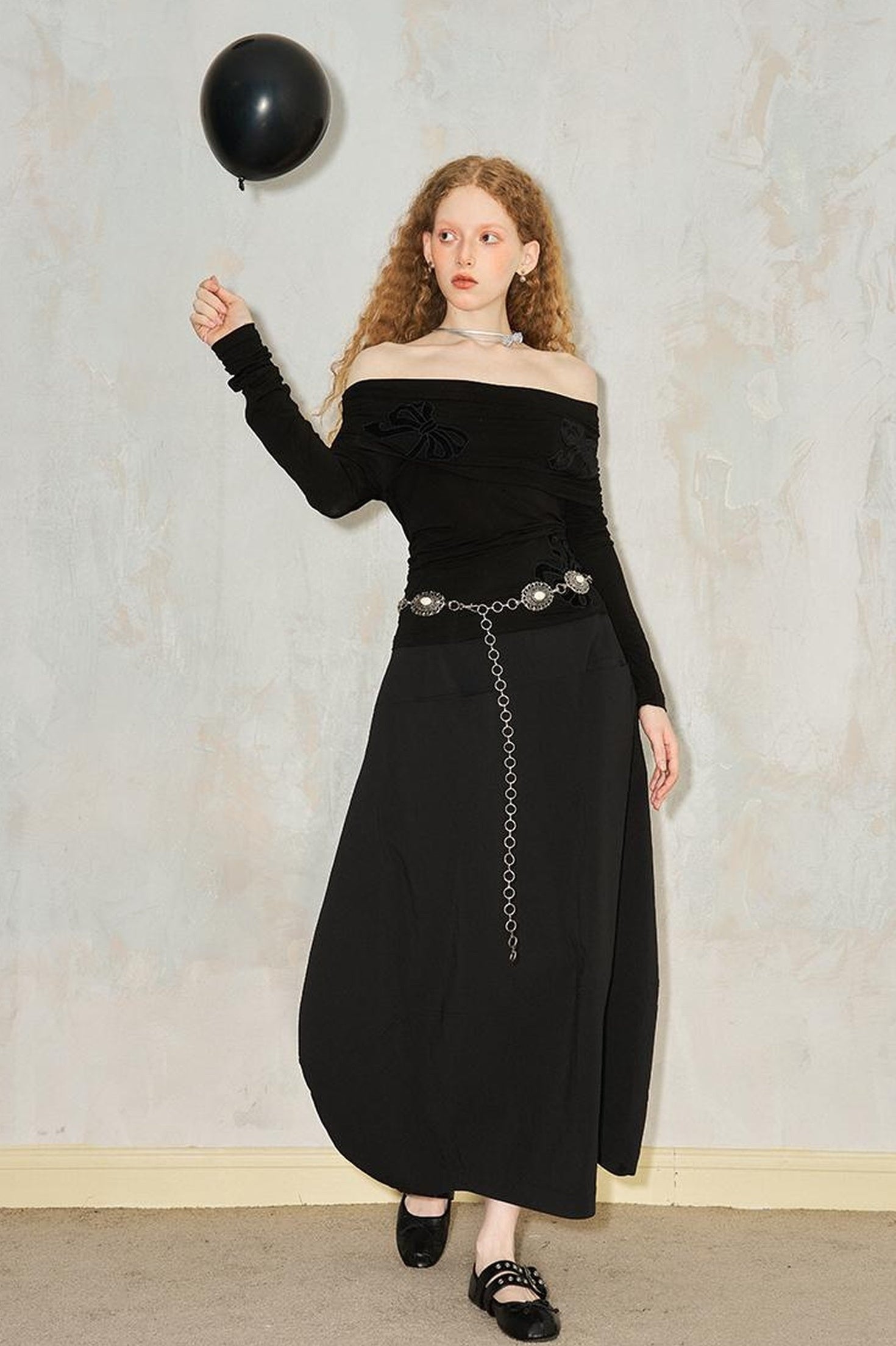 DIDDI MODA Butterfly Cutout Bow Off Shoulder Top