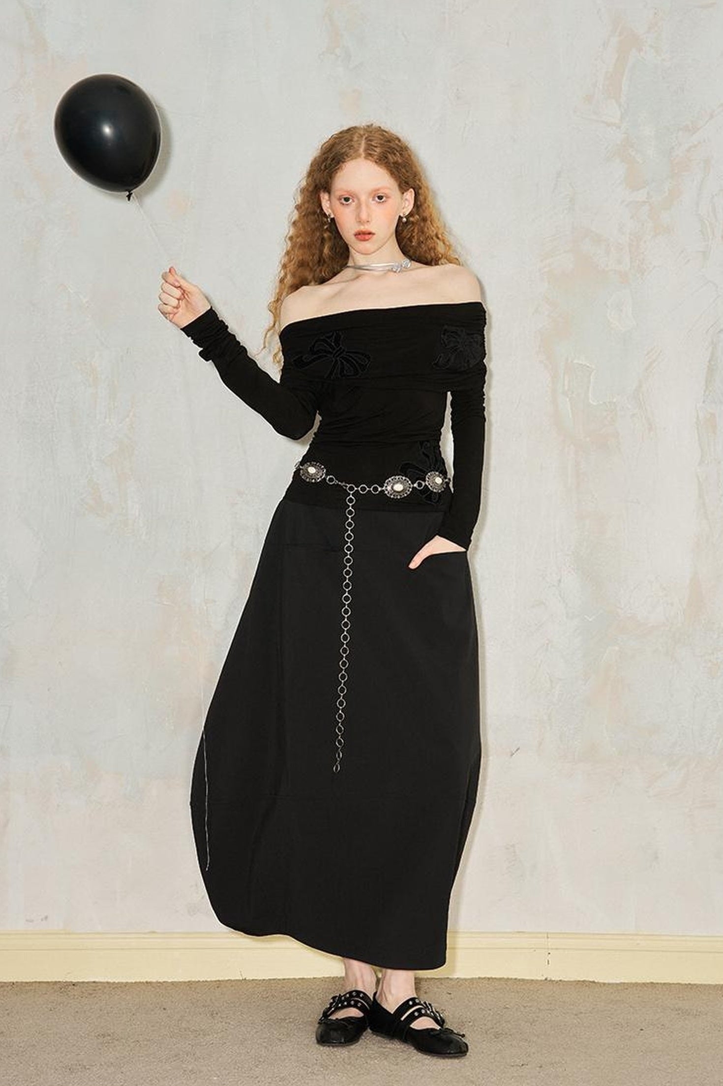 DIDDI MODA Butterfly Cutout Bow Off Shoulder Top