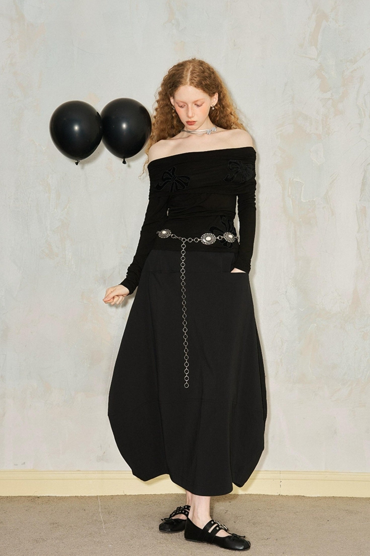 DIDDI MODA Butterfly Cutout Bow Off Shoulder Top