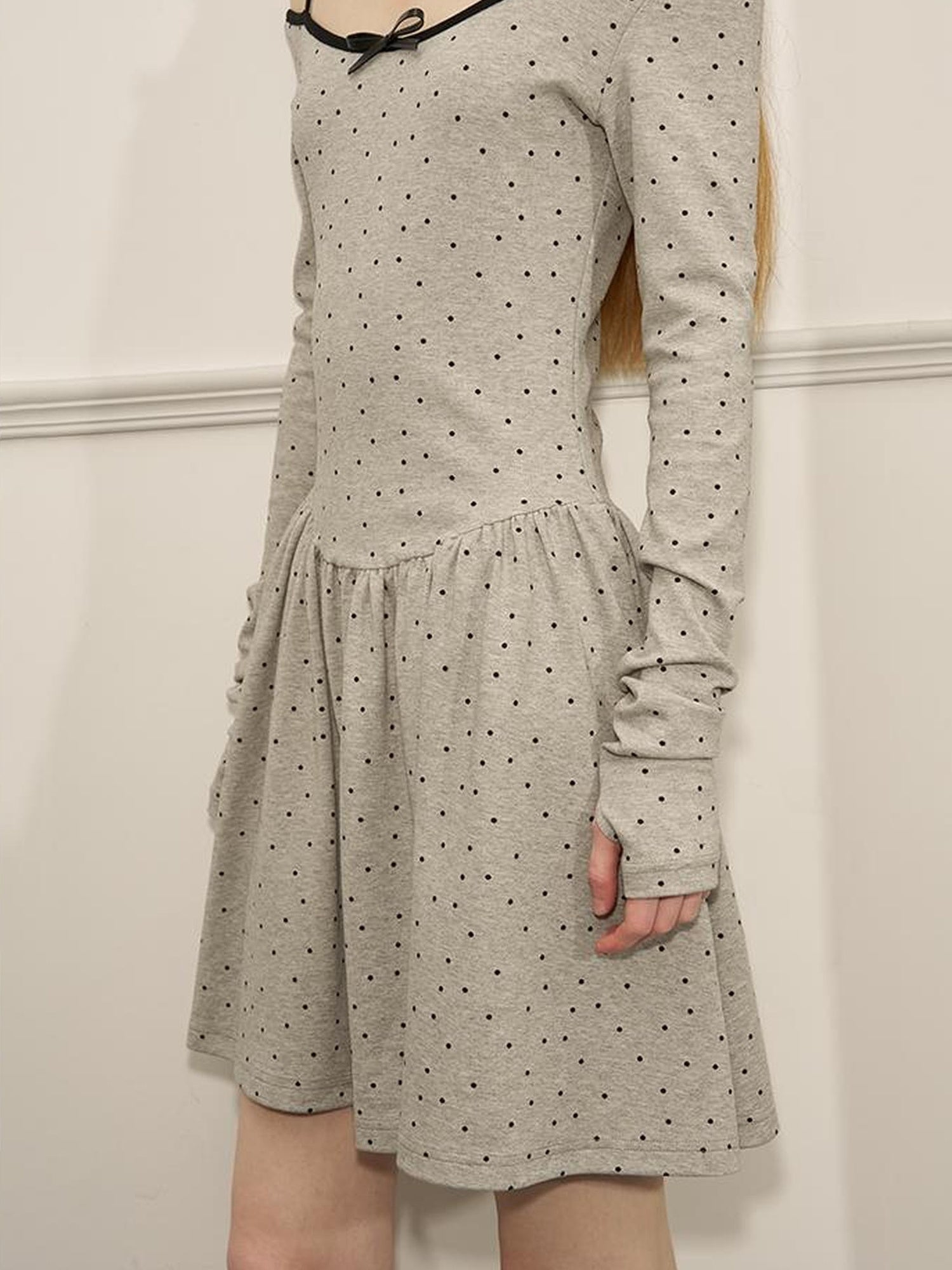 DIDDI MODA Butterfly Dot Colorblock Off Shoulder Knit Dress