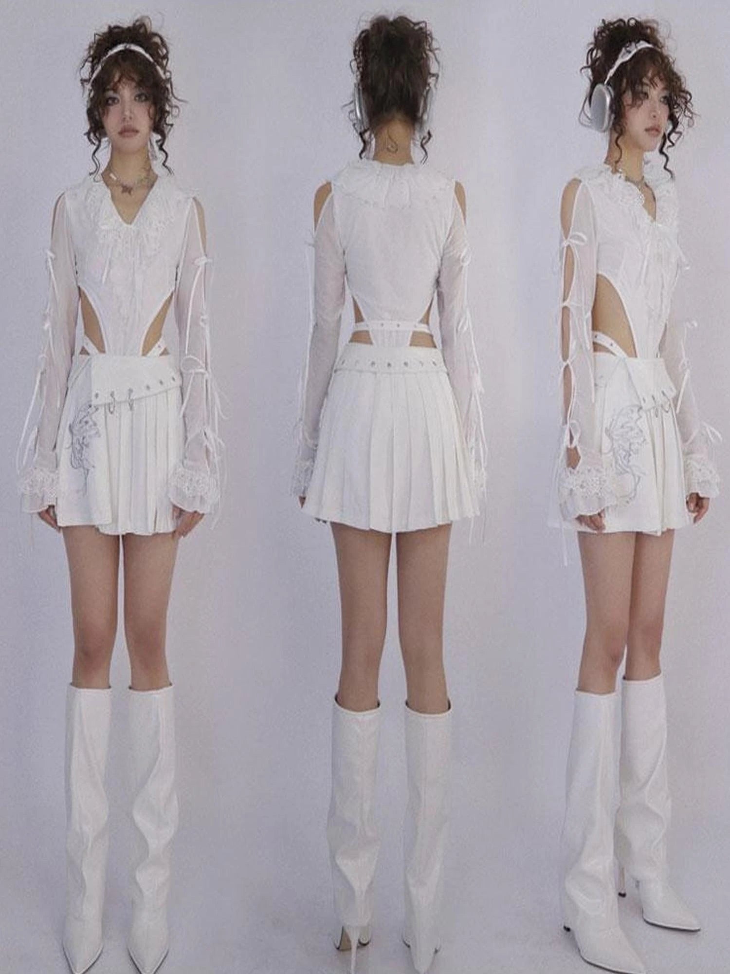 Butterfly Embroidered White Ballet Mini Skirt