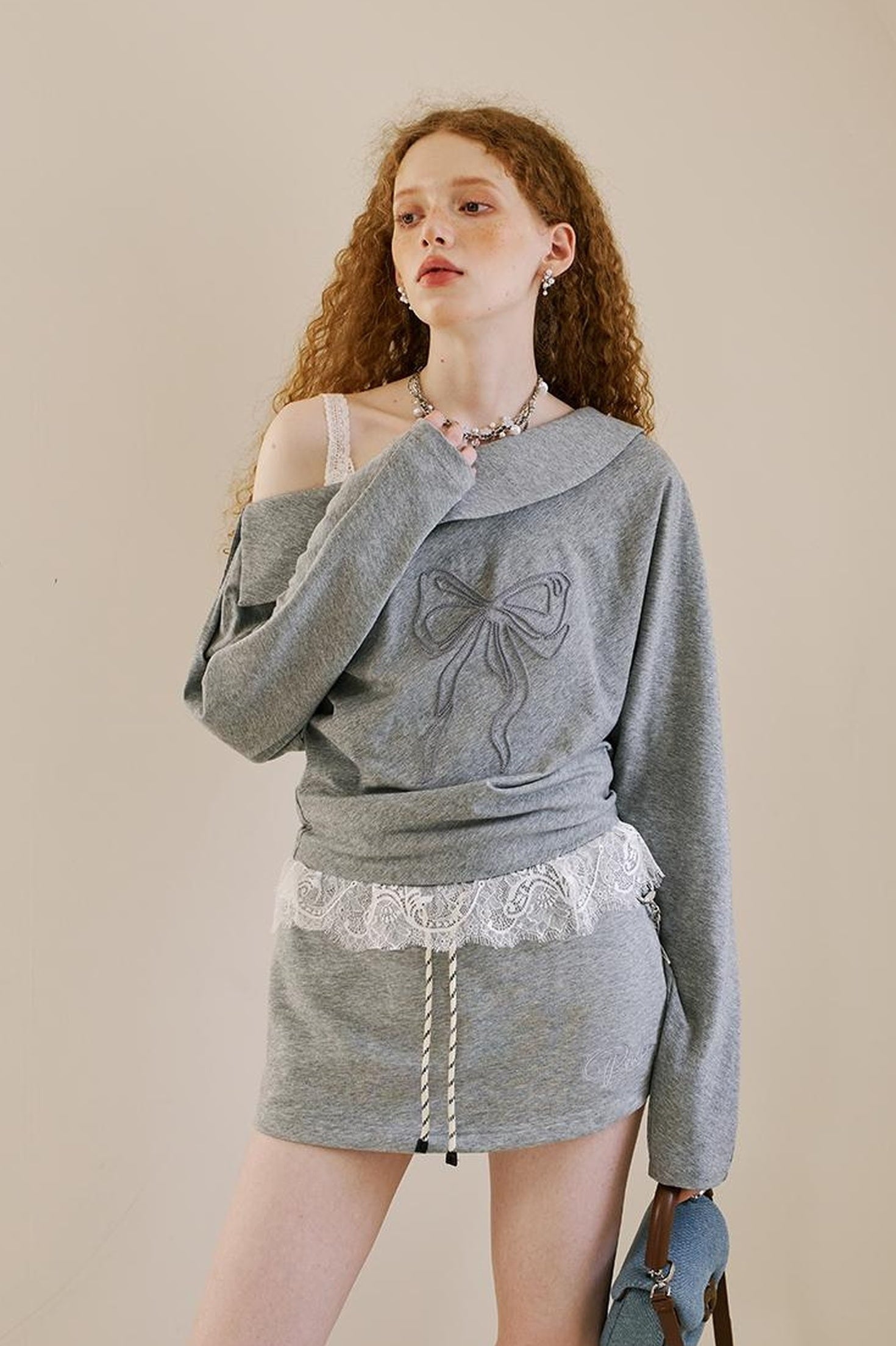 DIDDI MODA Butterfly Knot Off Shoulder A Line Shorts Set