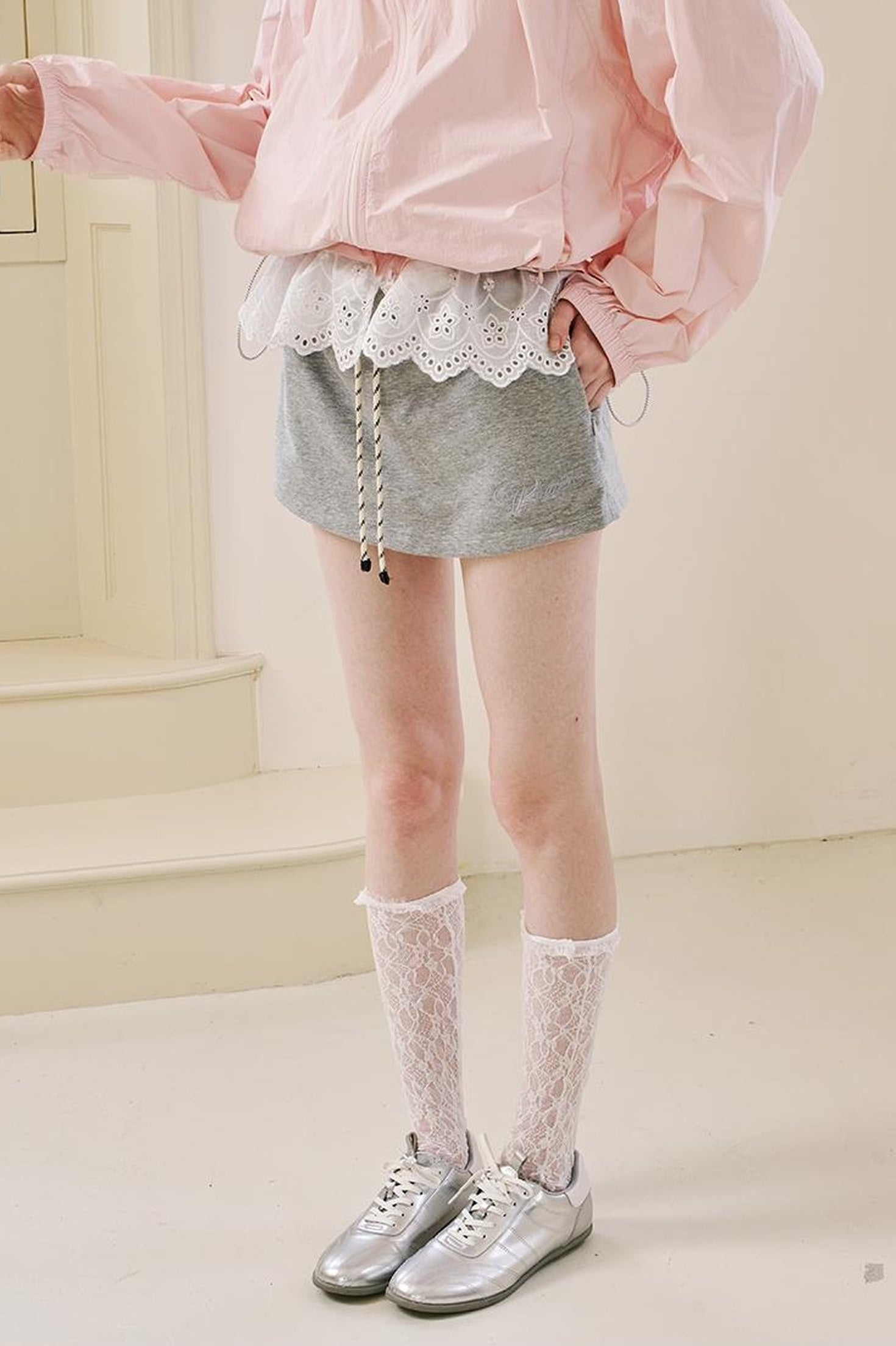 DIDDI MODA Butterfly Knot Off Shoulder A Line Shorts Set