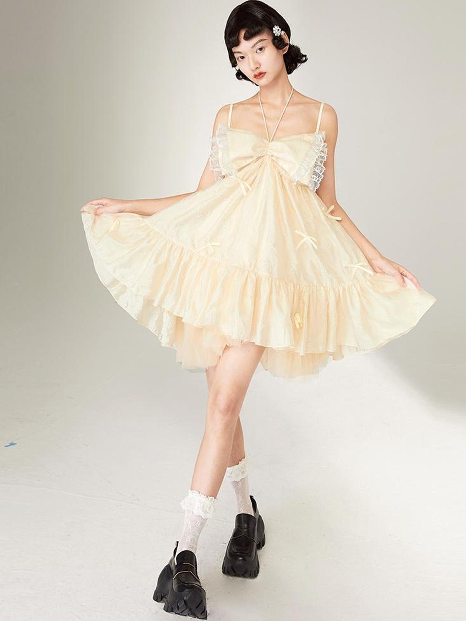 Butterfly Lace Bow Mini Dress