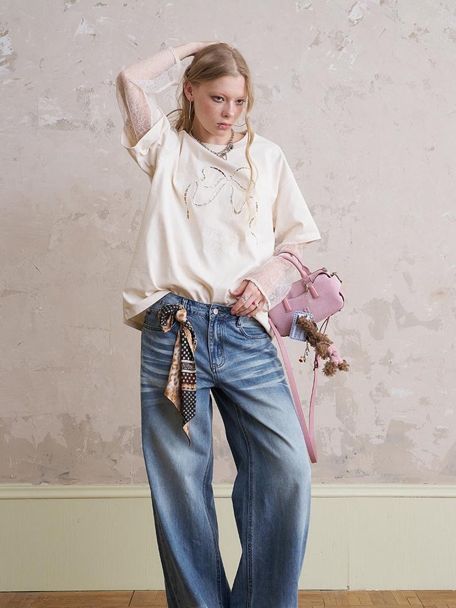 DIDDI MODA Butterfly Lace Peplum Top Beaded Waist Shorts