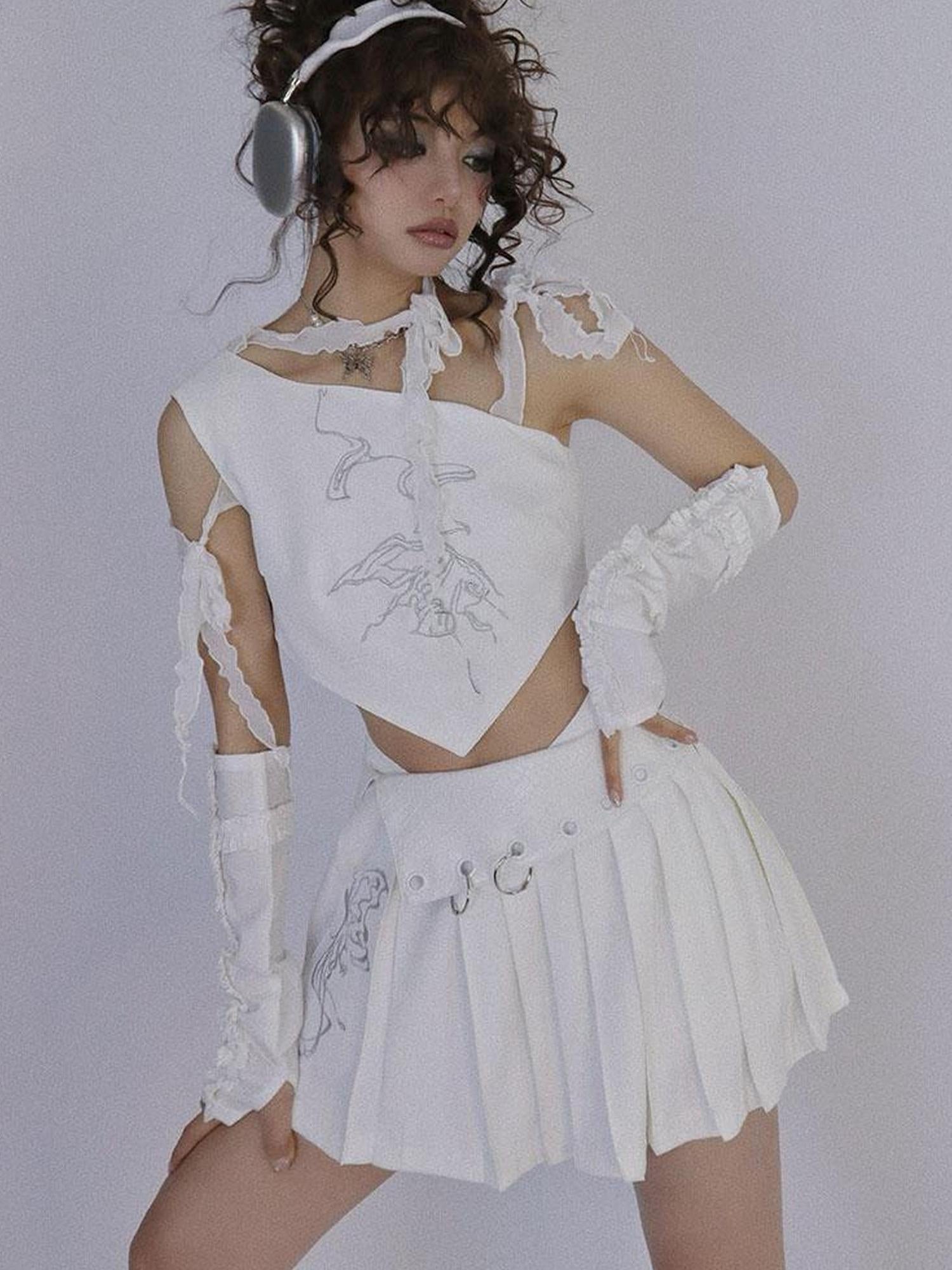 WSW WUSHENWU Butterfly Lace Tie Front Bralette Top