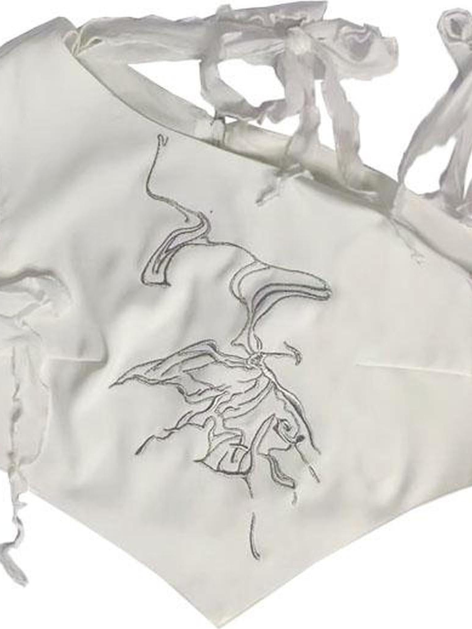 WSW WUSHENWU Butterfly Lace Tie Front Bralette Top