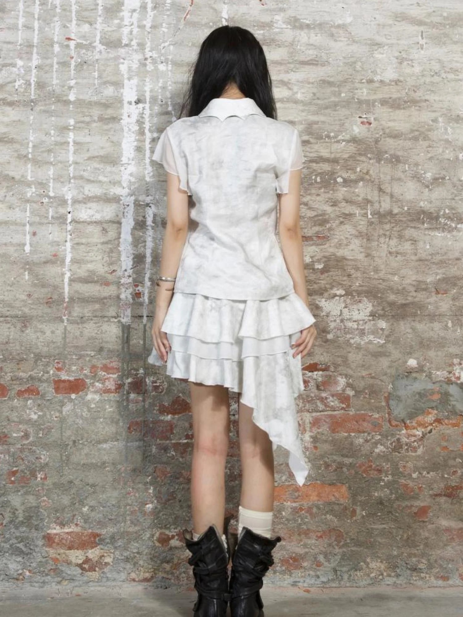 Butterfly Punk Cropped Shirt Street Style