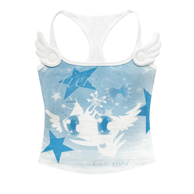 CFIERCE_Angel_Printed_Camisole_V_Neck_T_Shirt_Long_Sleeve_MISSTT