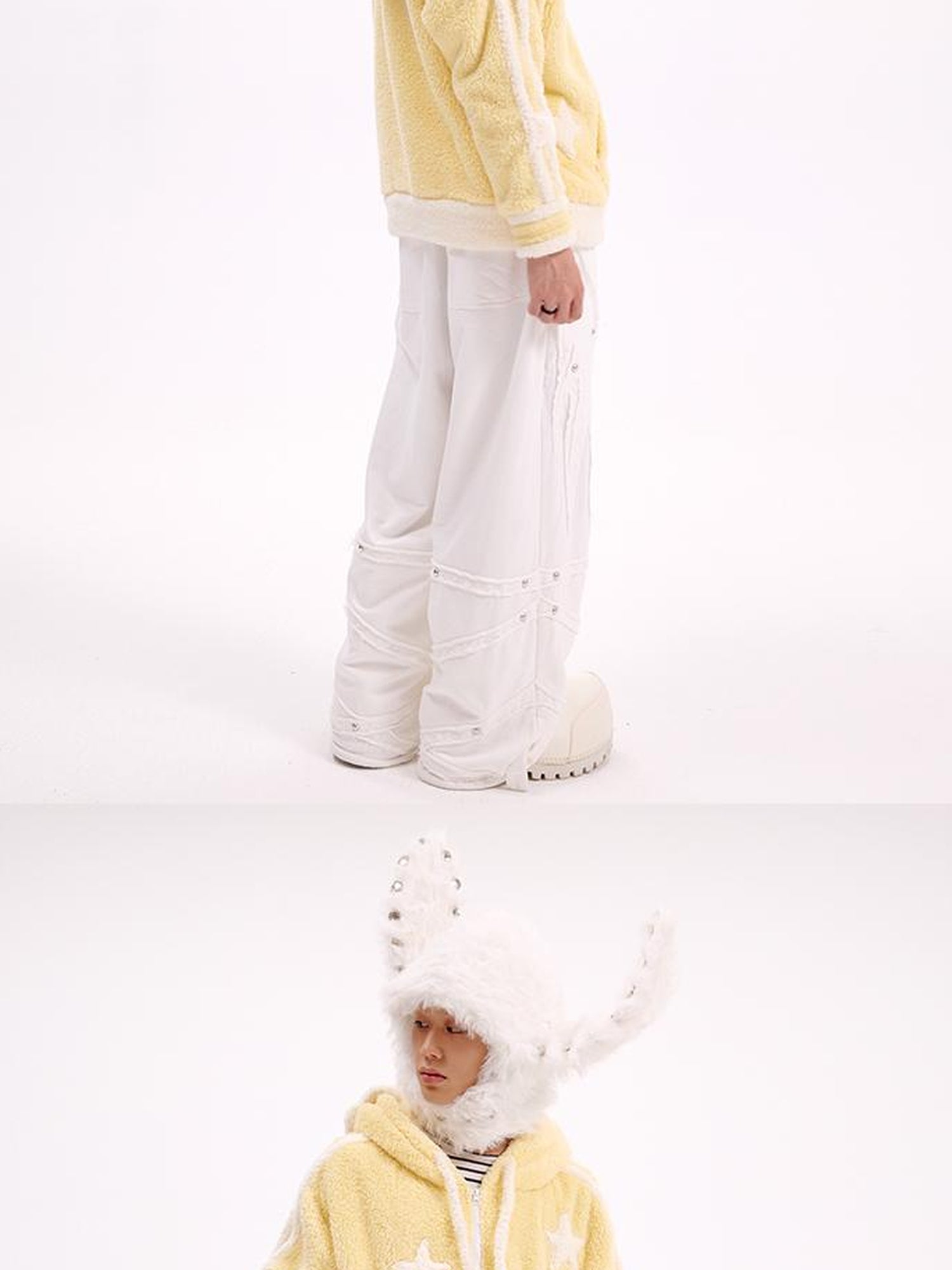CFIERCE Angelic Contrast Knit Coat
V-Neck
T-Shirt
Long-Sleeve