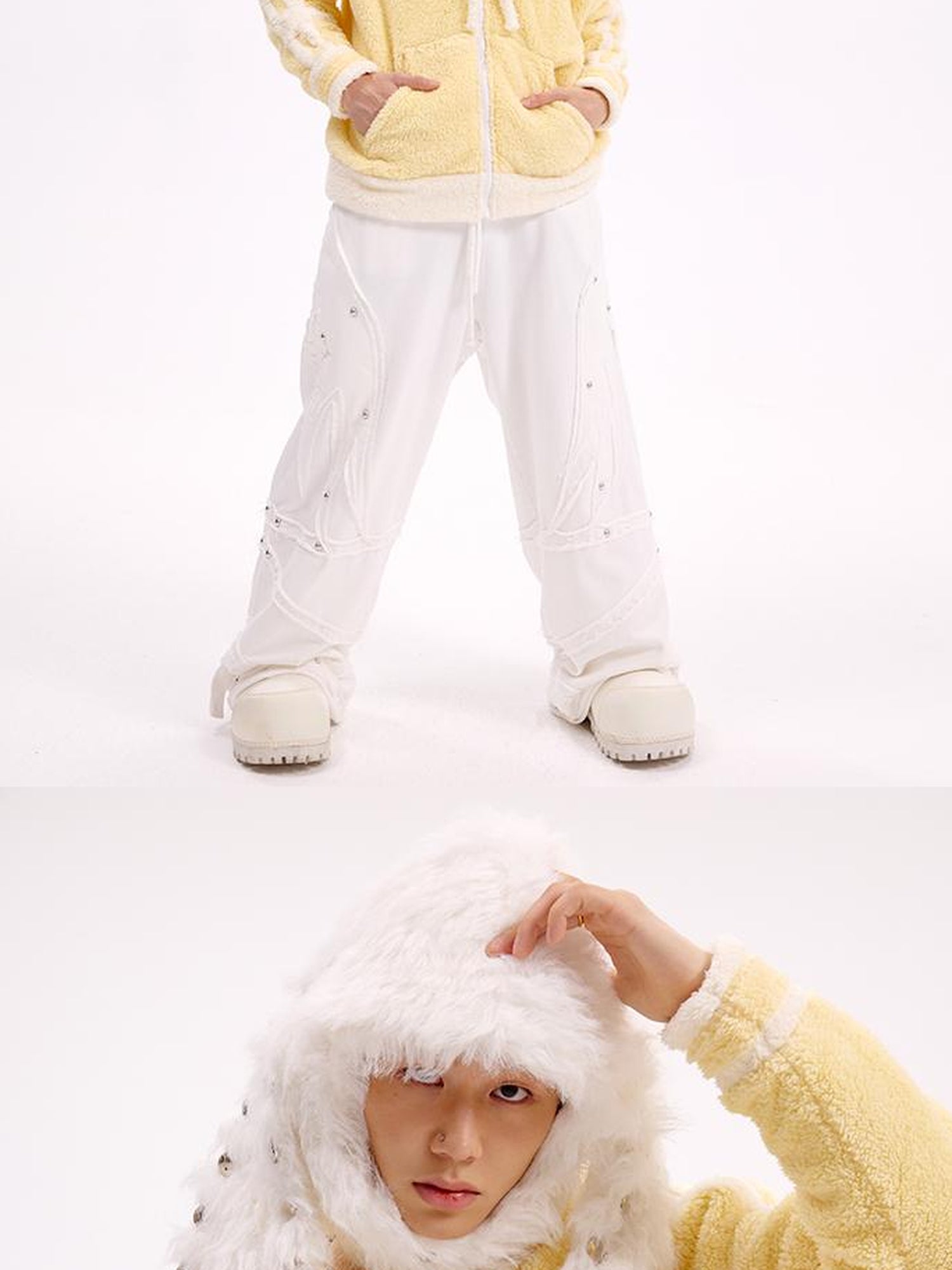 CFIERCE Angelic Contrast Knit Coat
V-Neck
T-Shirt
Long-Sleeve