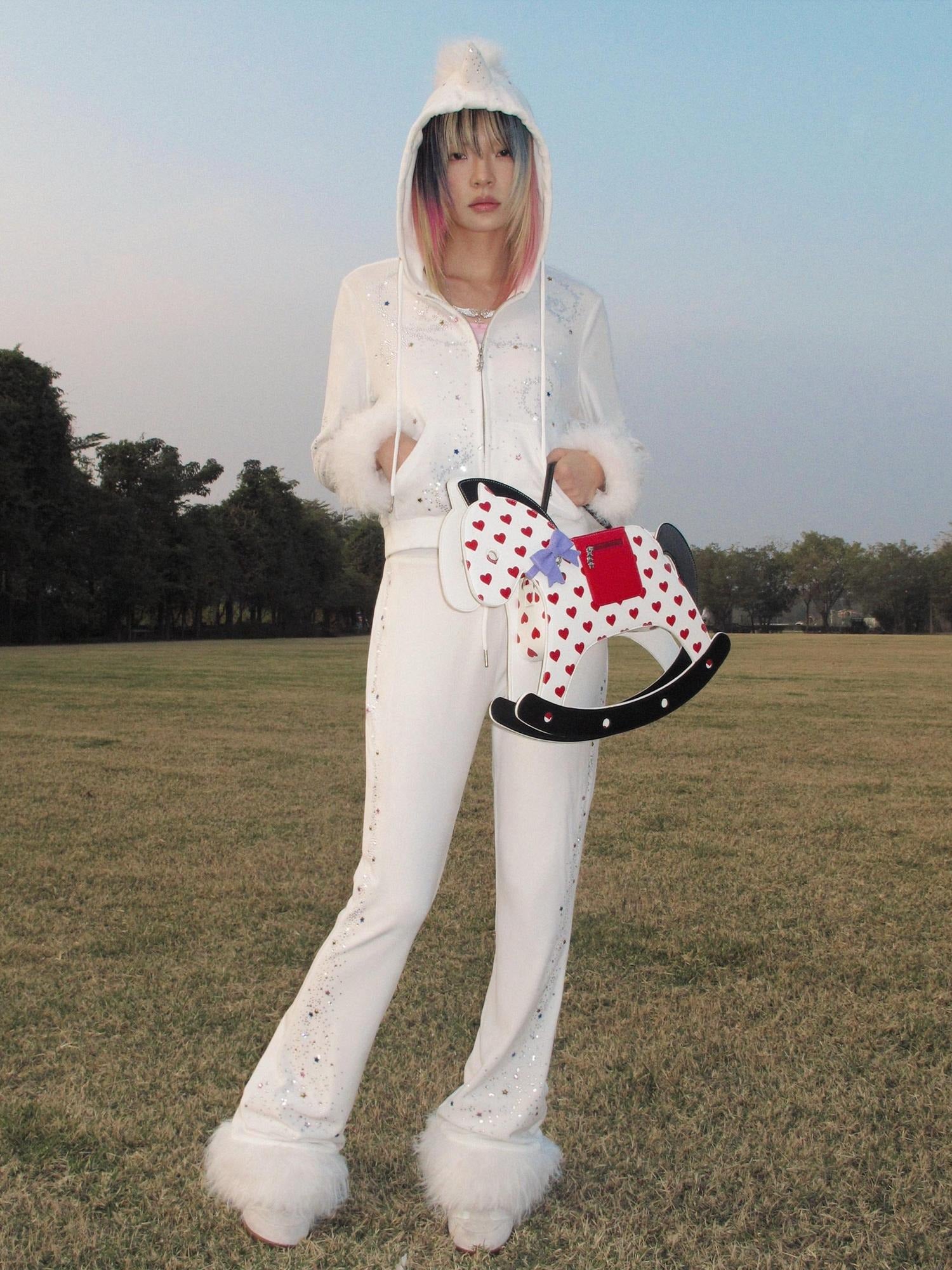 CFIERCE Asymmetric Slim High Waist Straight Leg Original Women Polyester Spandex Pants