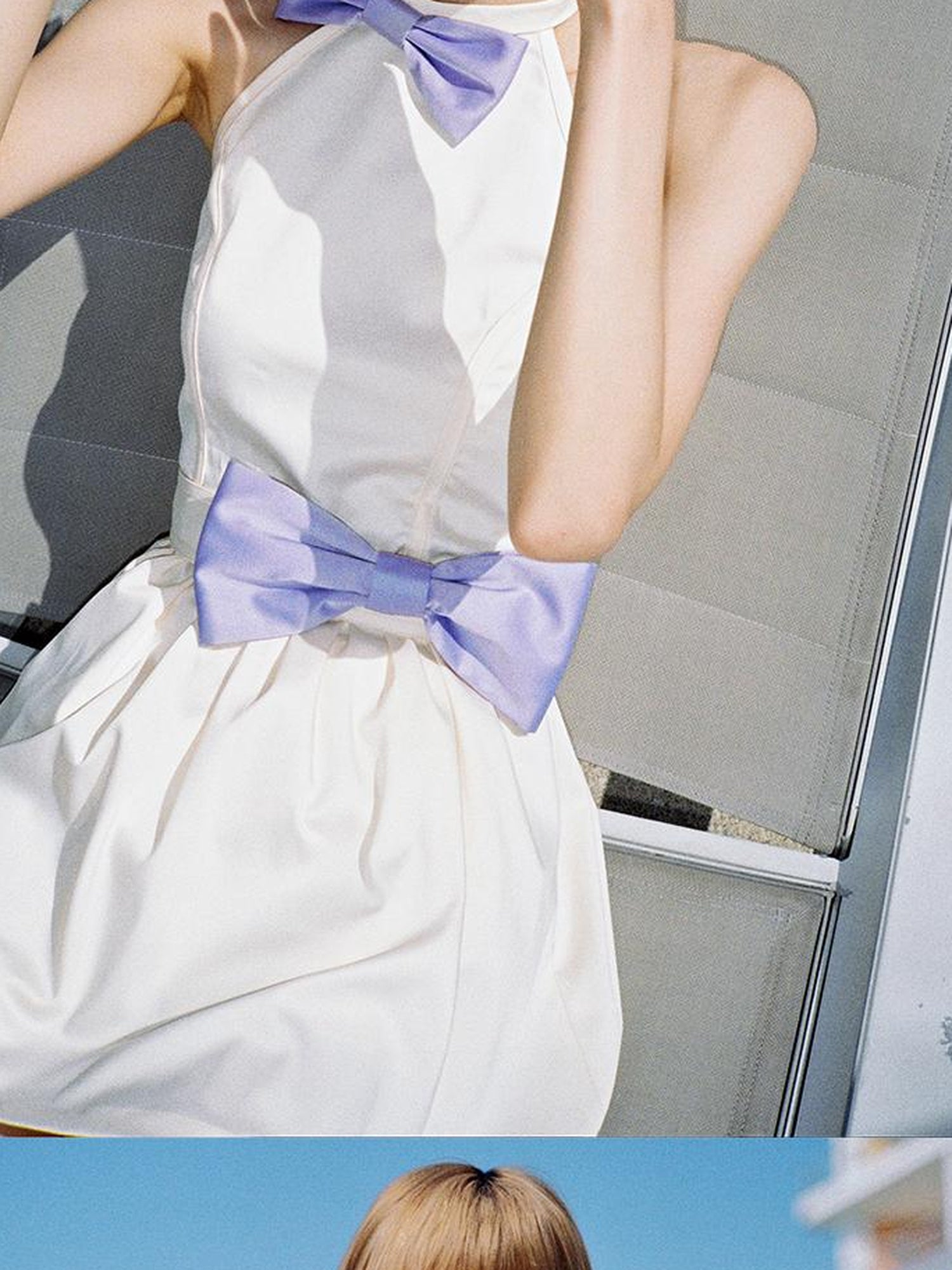 CFIERCE Bow Backless Dress With Detachable Sash