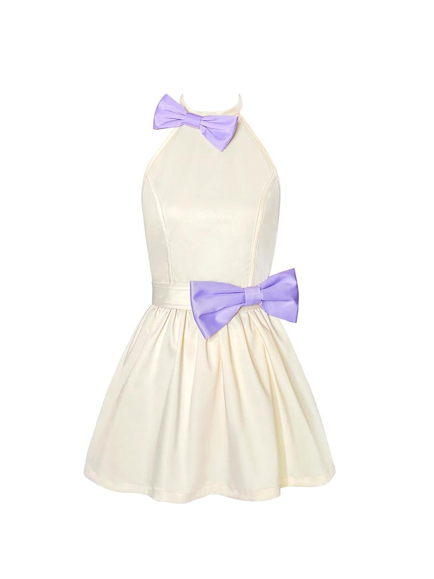 CFIERCE Bow Backless Dress With Detachable Sash