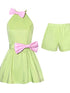 Bow Backless Dress With Detachable Sash