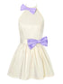 Bow Backless Dress With Detachable Sash