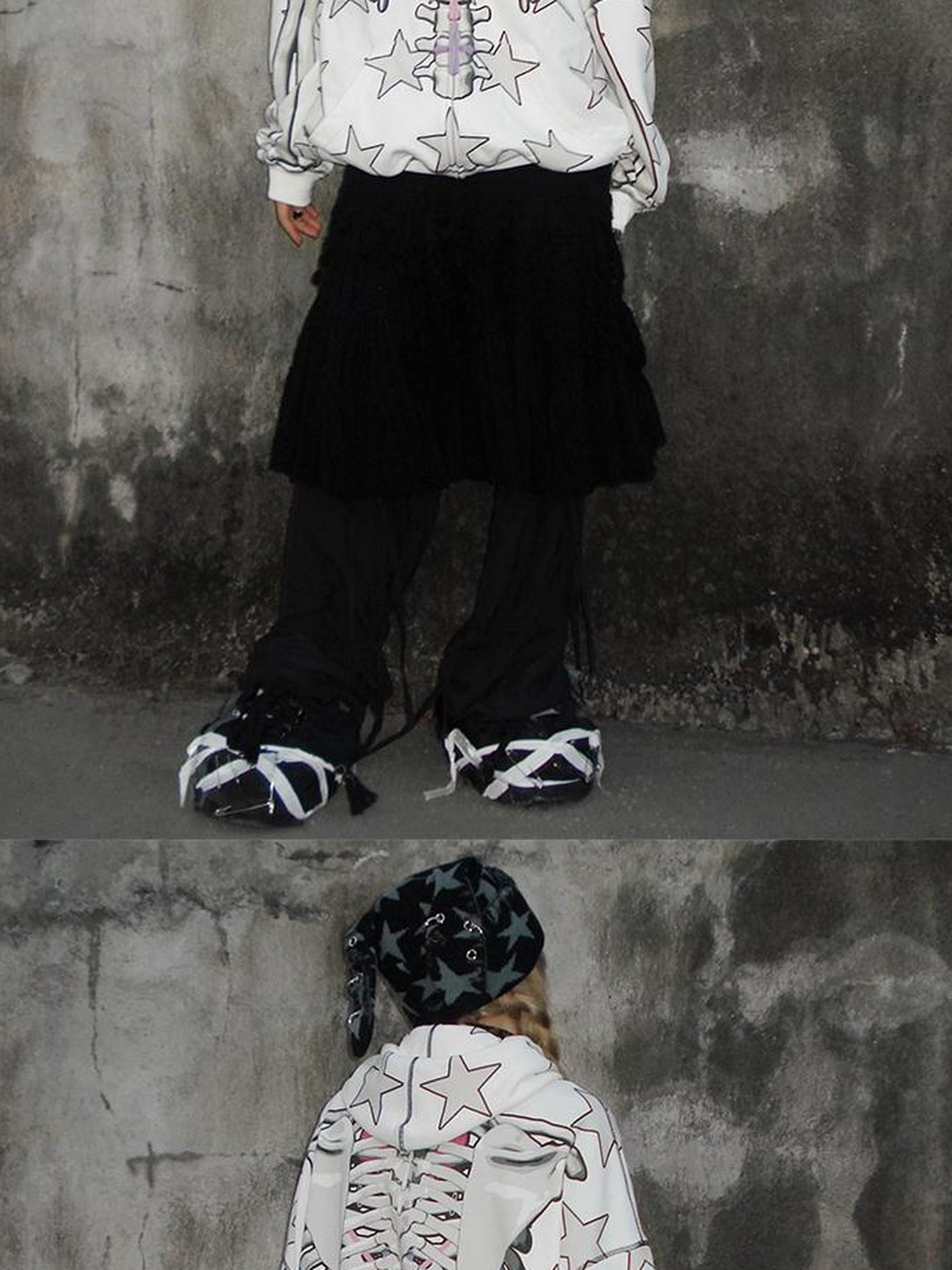 CFIERCE Bow Skull Print Hoodie