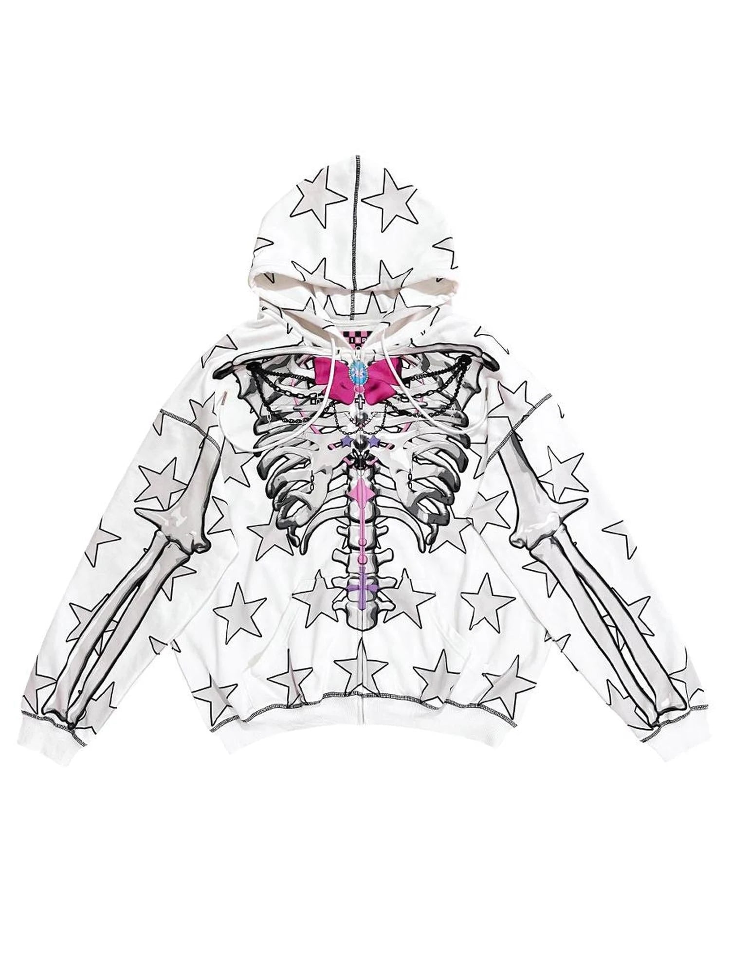 Bow Skull Print Hoodie