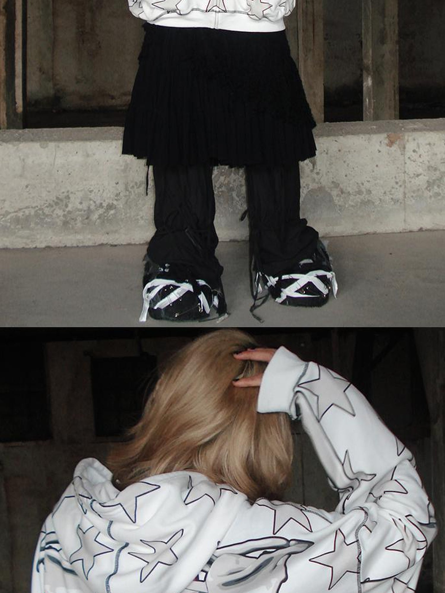 CFIERCE Bow Skull Print Hoodie