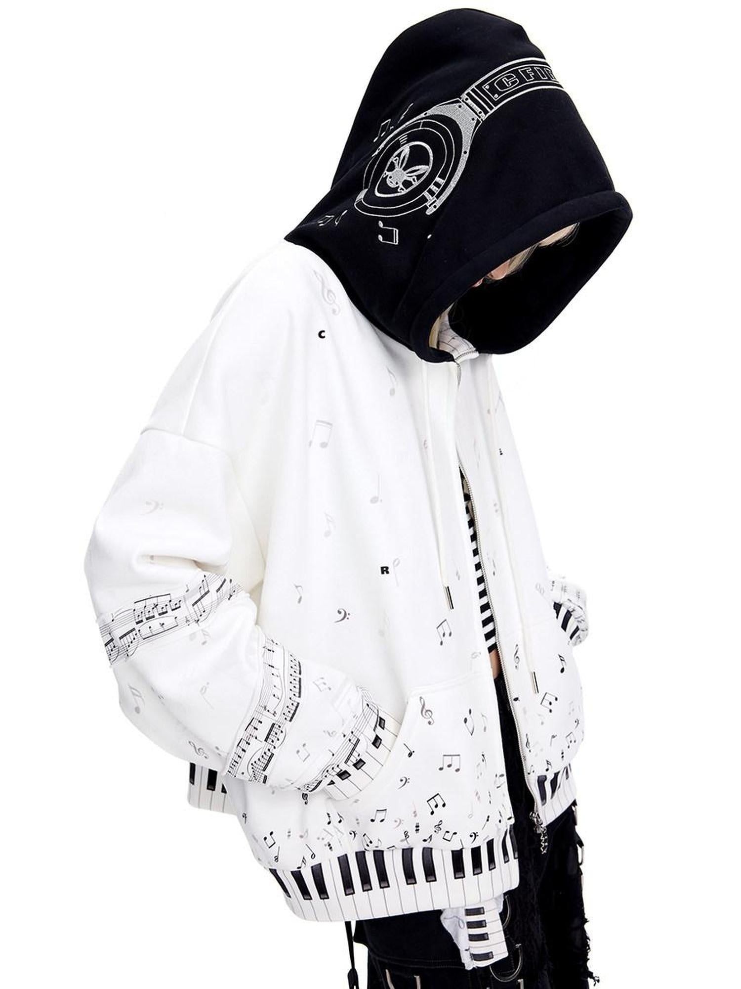 CFIERCE Breathable Cotton Blend Loose Fit Cropped Zip Up Stand Collar Street Hoodies