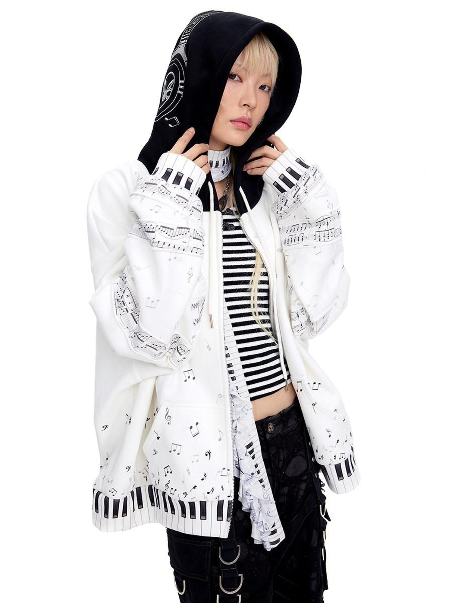 CFIERCE Breathable Cotton Blend Loose Fit Cropped Zip Up Stand Collar Street Hoodies