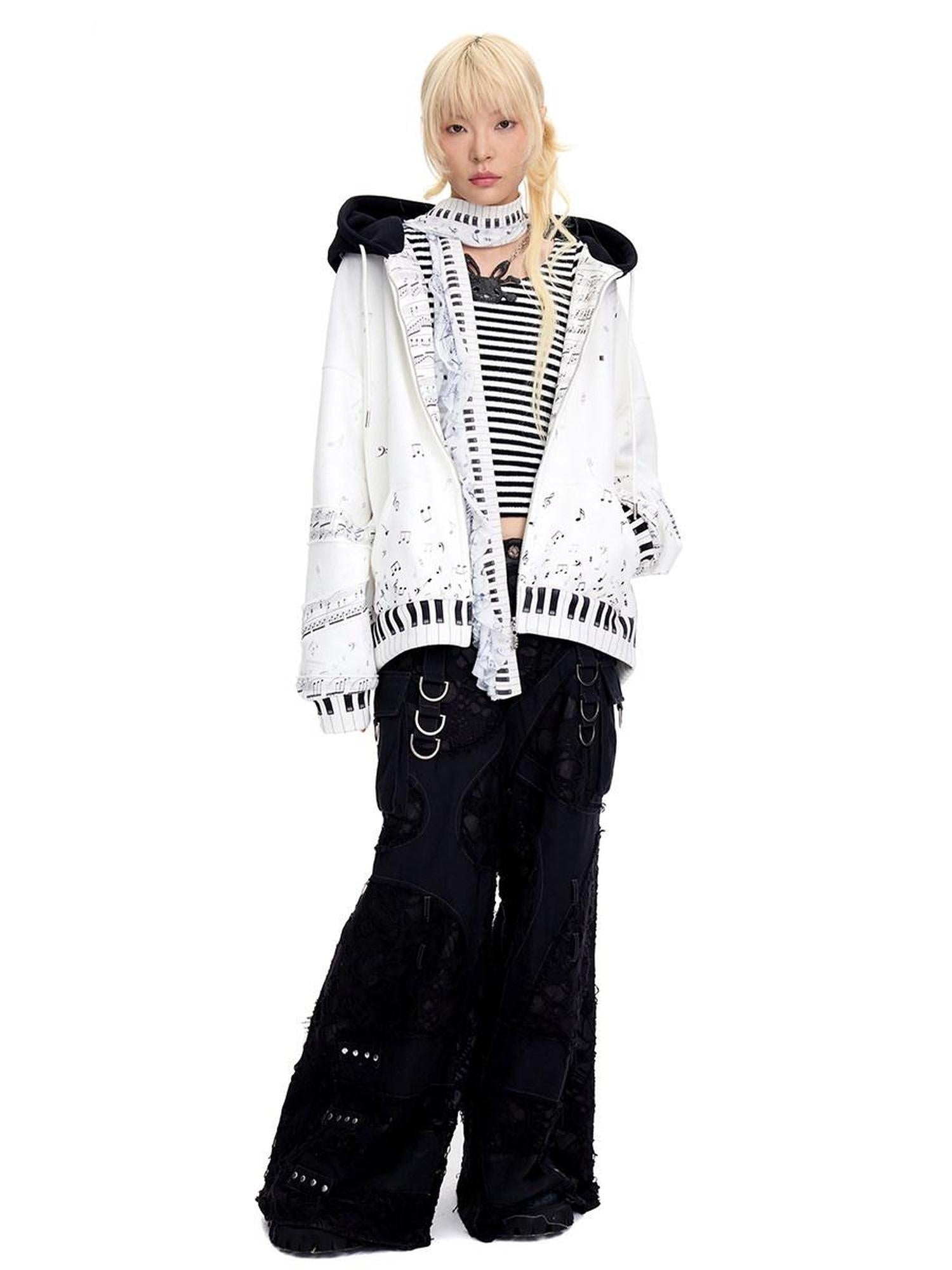 CFIERCE Breathable Cotton Blend Loose Fit Cropped Zip Up Stand Collar Street Hoodies