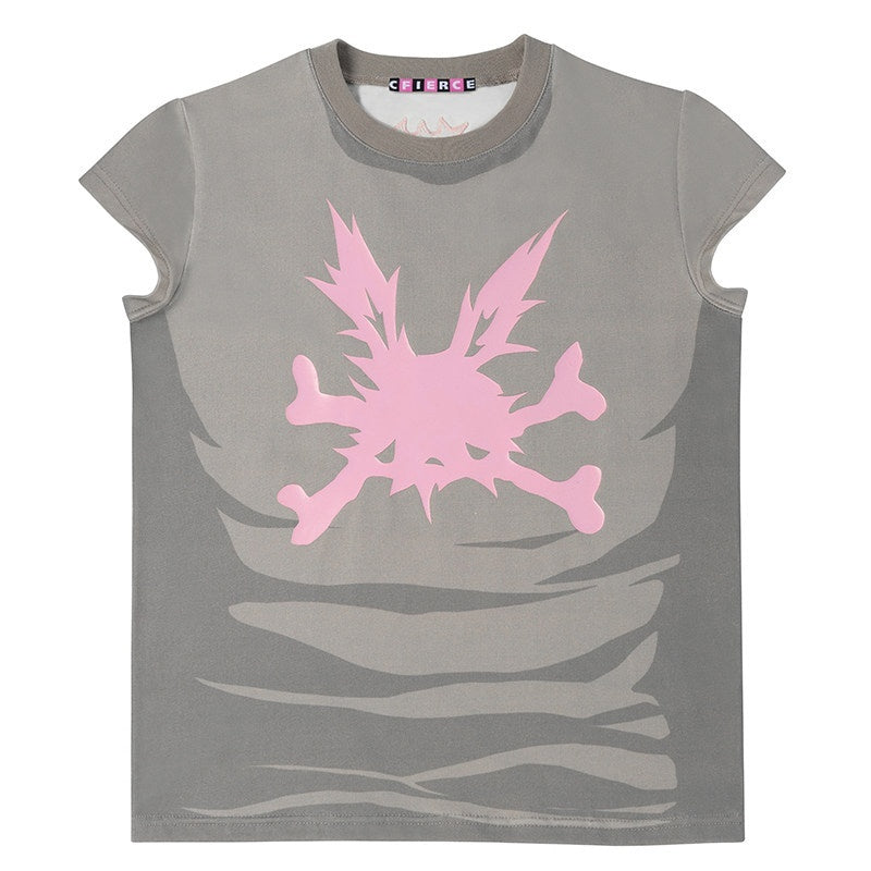 CFIERCE_Bunny_Skull_Print_Slim_Fit_Crew_Neck_Women&