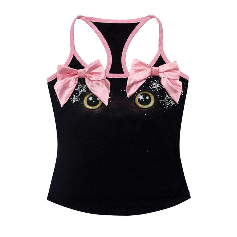 CFIERCE_Butterfly_Bow_Strap_Top_With_Rhinestone_Cat_Face_MISSTT
