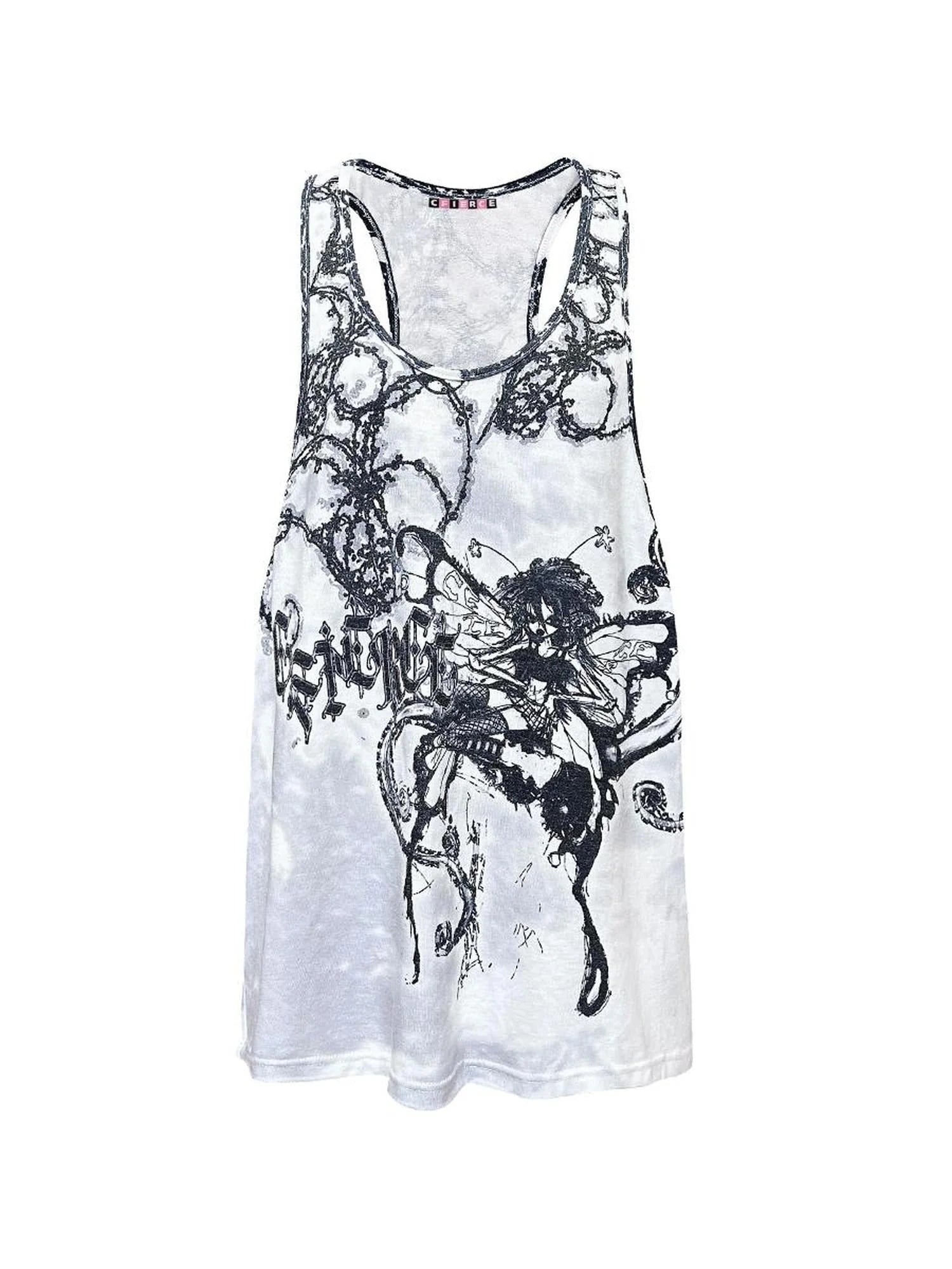 Butterfly Enchantress Printed Vest V Neck T Shirt Long Sleeve
