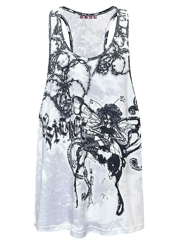 Butterfly Enchantress Printed Vest V Neck T Shirt Long Sleeve