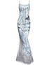 Butterfly Thorn Print Slip Mermaid Gown