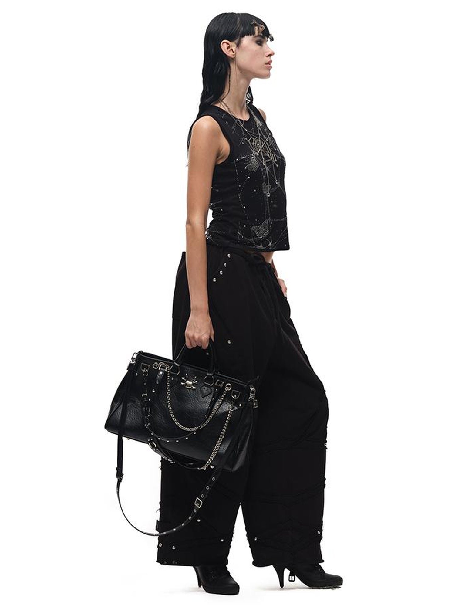 CFIERCE Butterfly Web Crystal Studded Vest