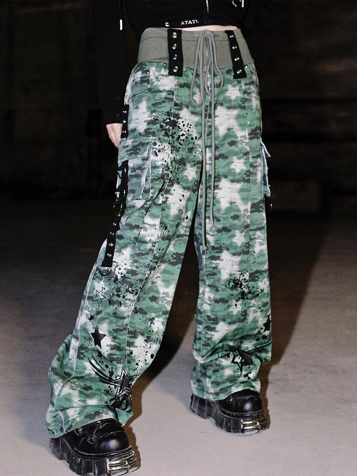 CFIERCE Camouflage Spray Print Denim Jeans