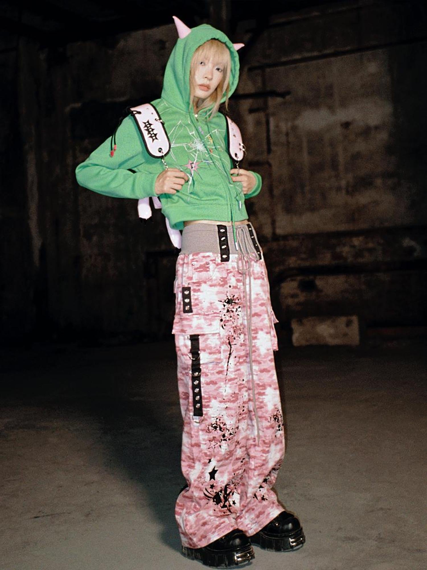 CFIERCE Camouflage Spray Print Denim Jeans