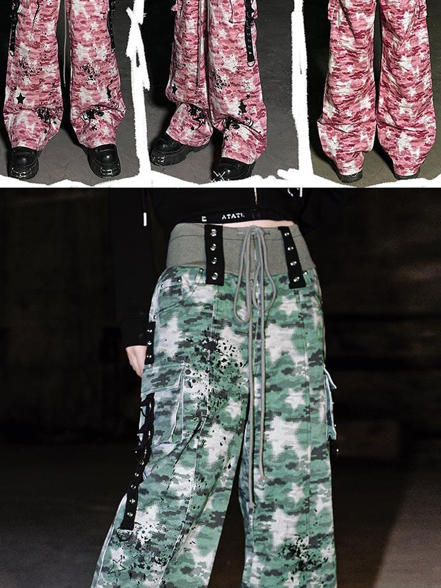 CFIERCE Camouflage Spray Print Denim Jeans