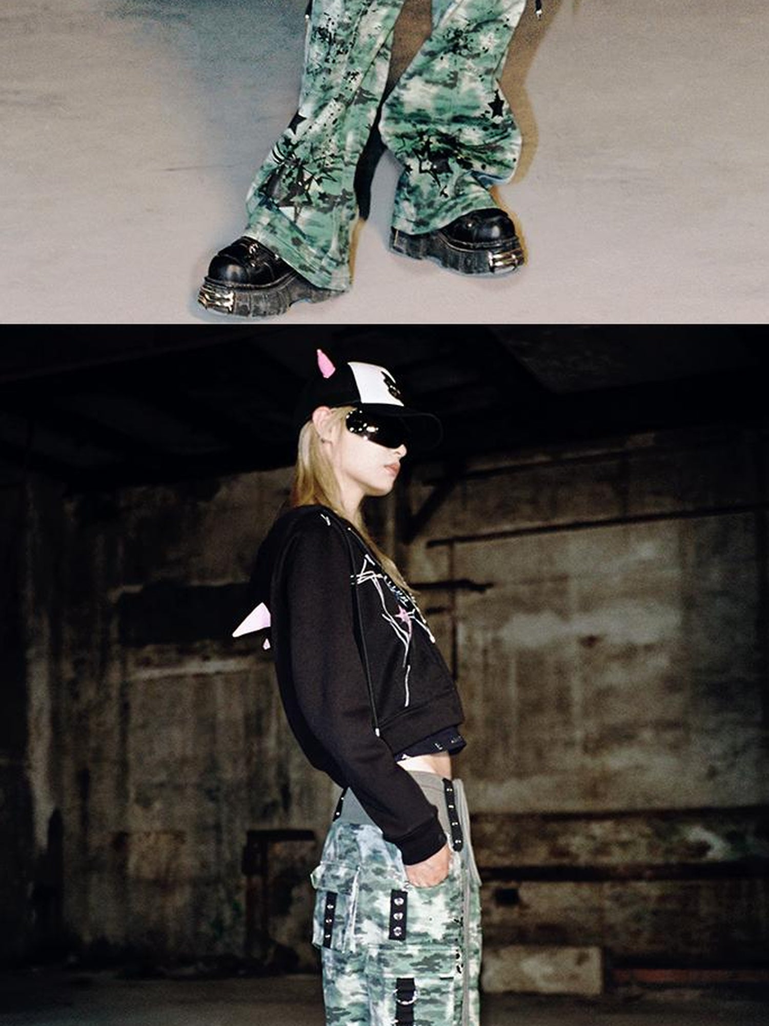 CFIERCE Camouflage Spray Print Denim Jeans