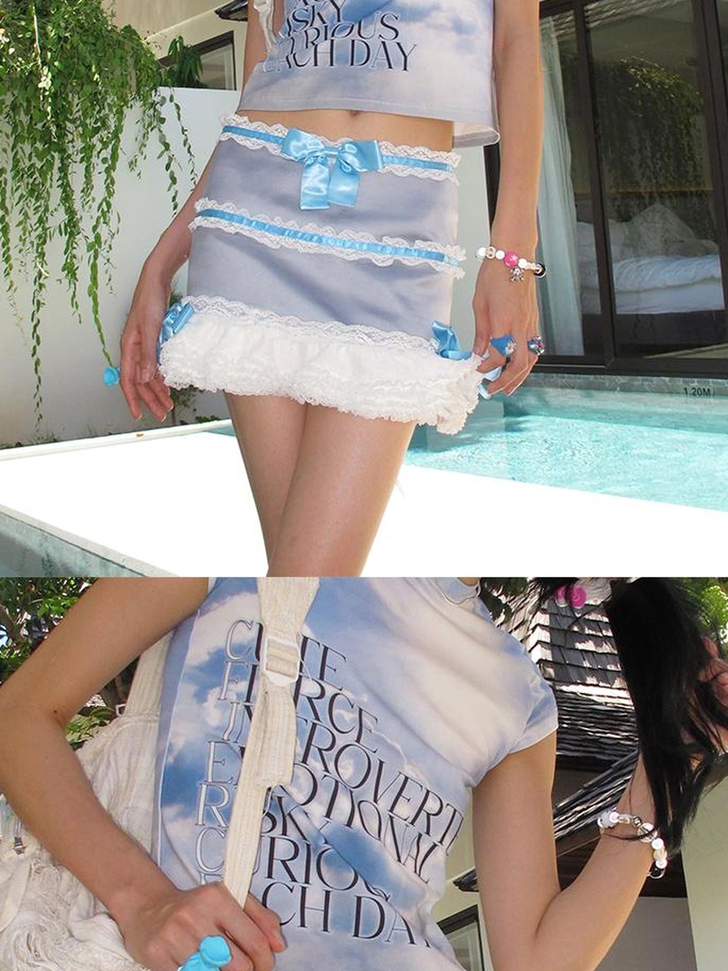 Cascading Pleated Tulle Skirt