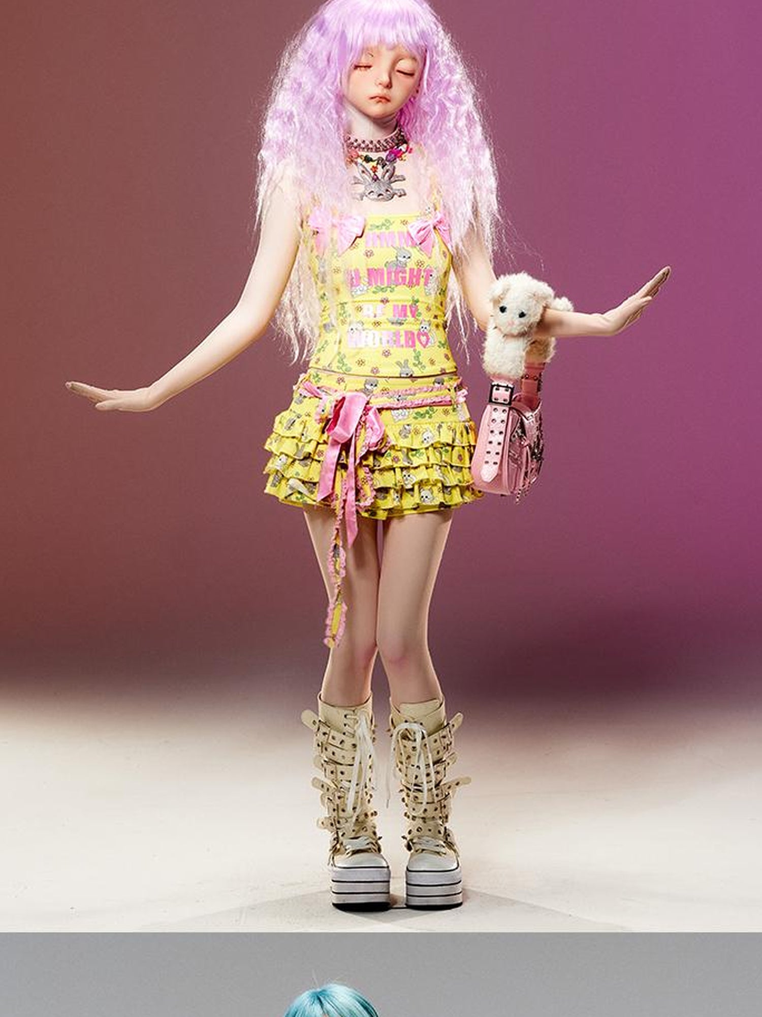 CFIERCE Cat Floral Print Cake Skirt Pants