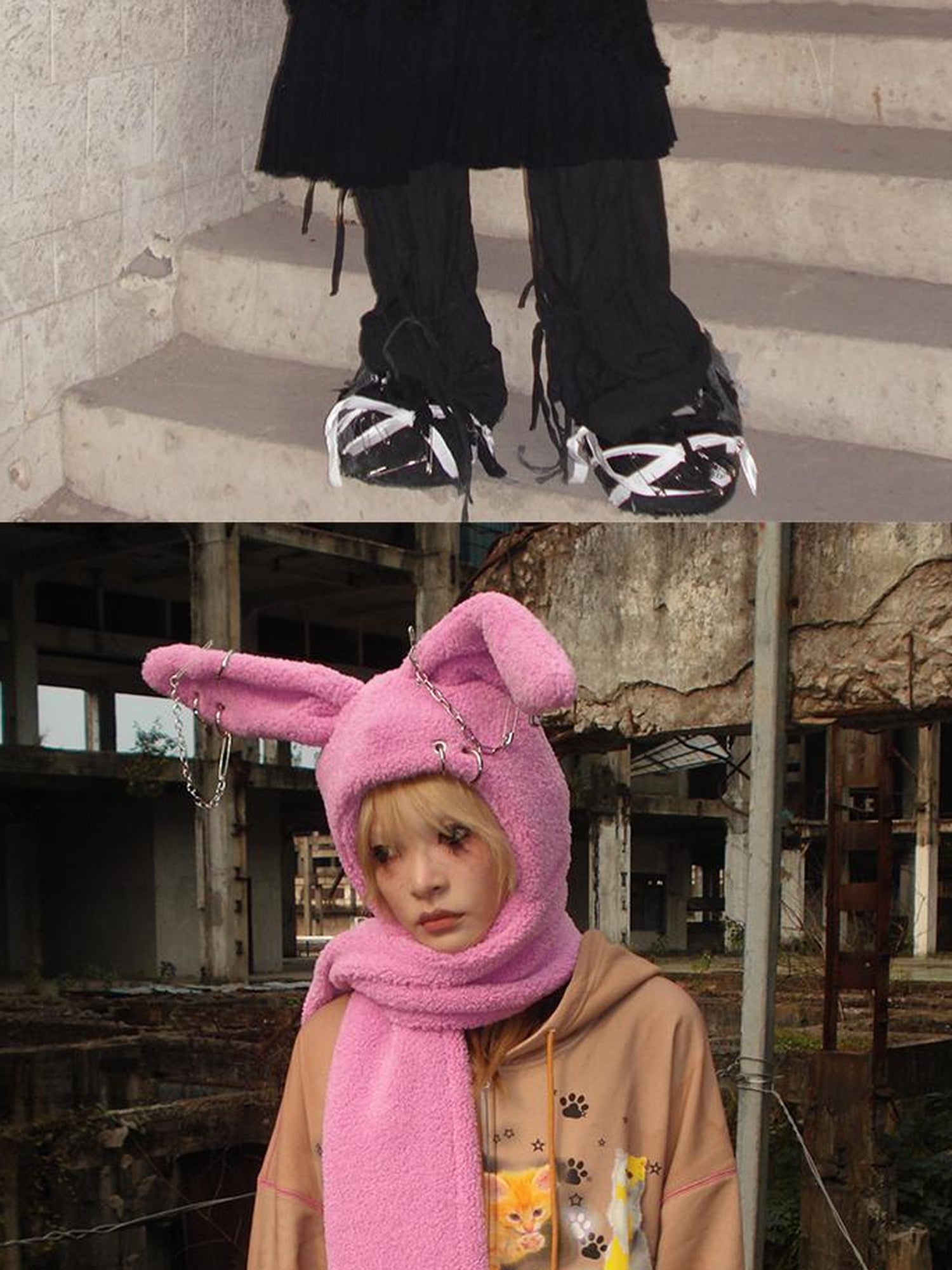 CFIERCE Cat Print Hooded Sweatshirt