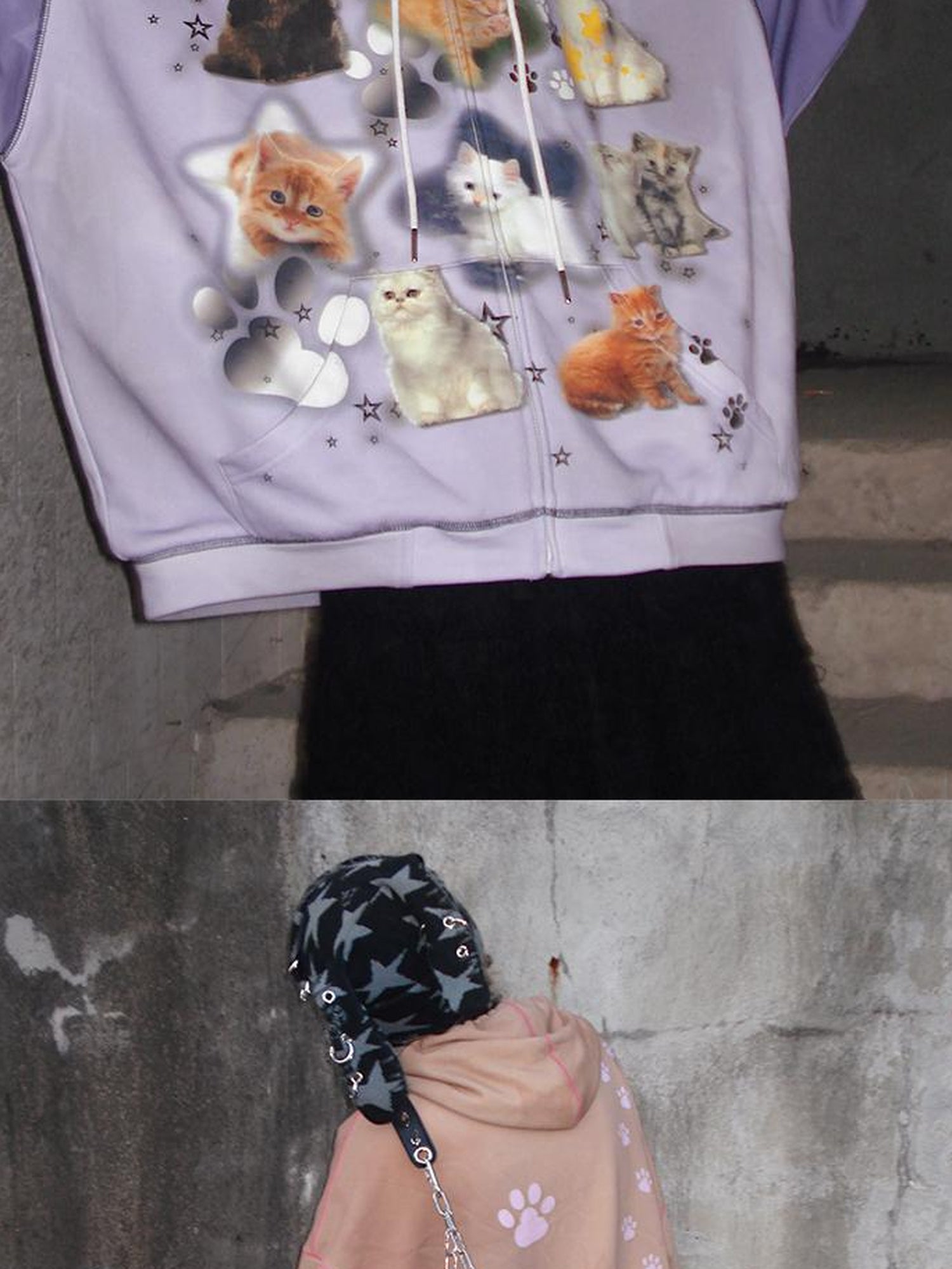 CFIERCE Cat Print Hooded Sweatshirt