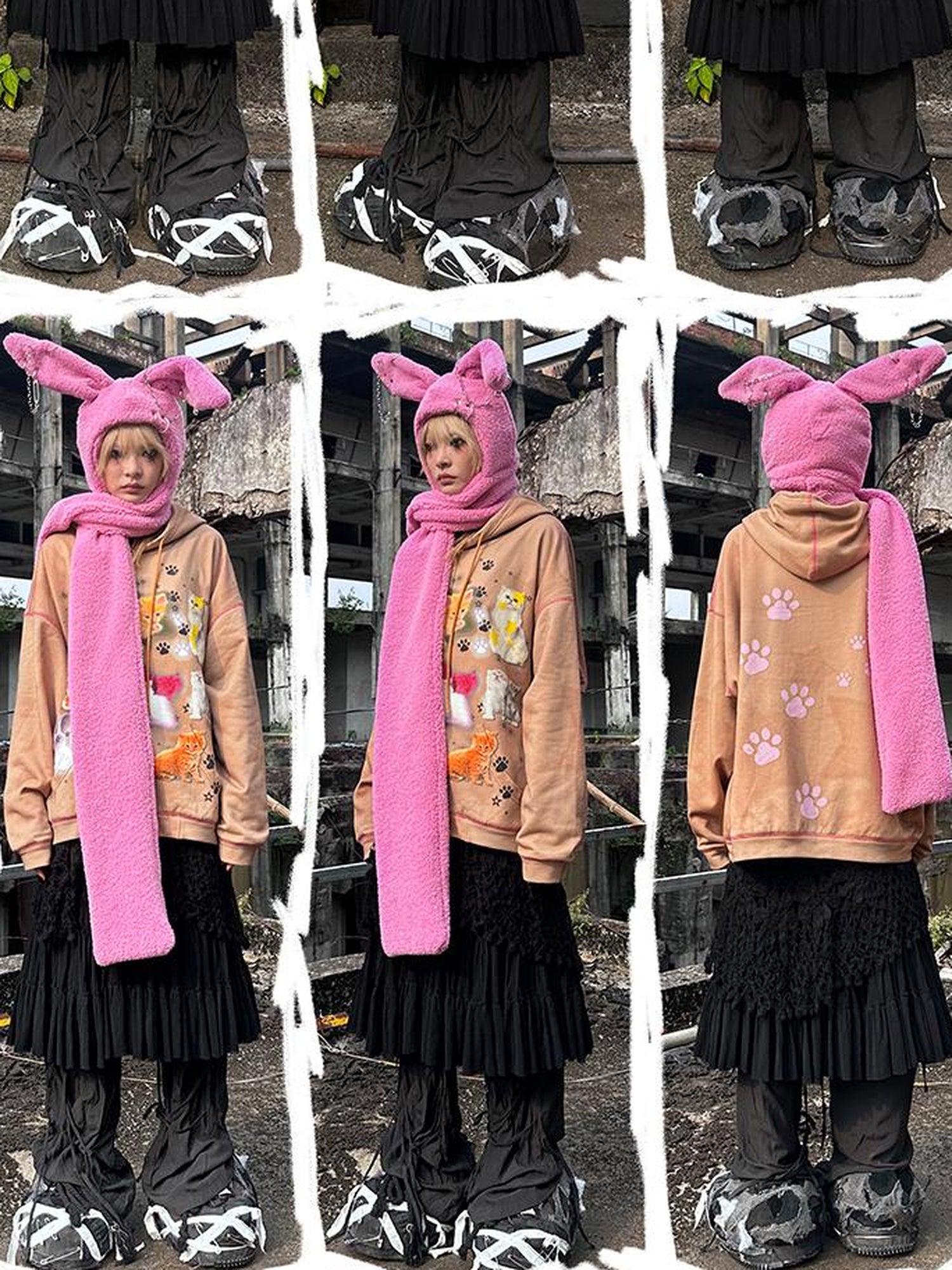 CFIERCE Cat Print Hooded Sweatshirt
